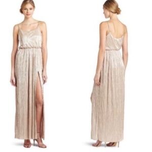 BCBGeneration Long Ribbed Evening Dress with Spaghetti Straps and Slit